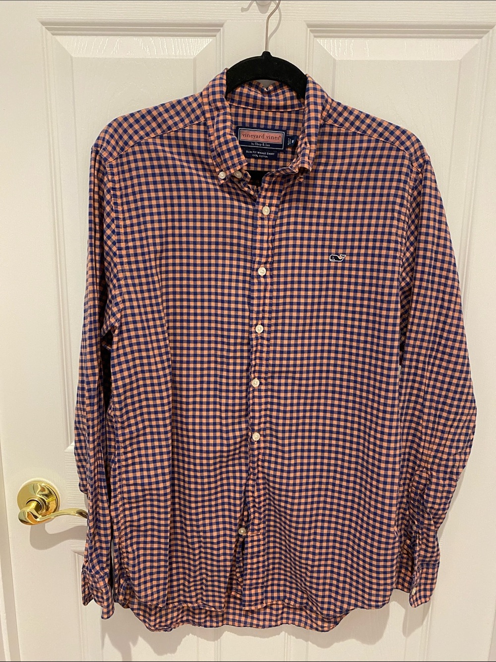 Vineyard Vines Pink and Navy Gingham Button-Down Shirt